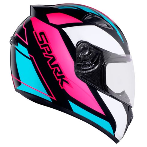 CAPACETE EBF NEW SPARK MIXED BLUE ROSA COM AZUL - LATERAL